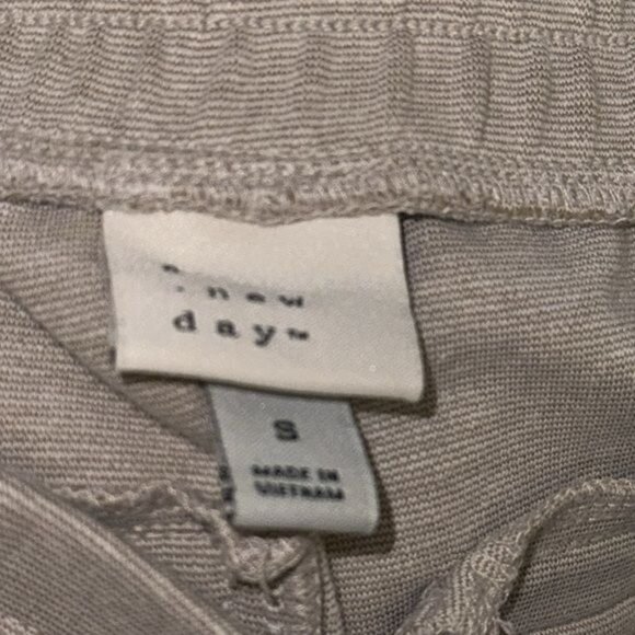 A New Day Womens cream Drawstring Waist Tapered Pants Size S Cotton Blend - Picture 4 of 7